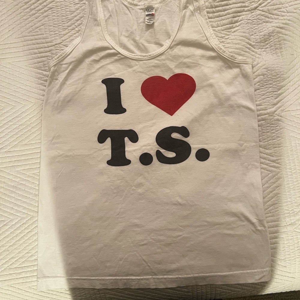 White 'I ❤️ T.S.' Tank Top